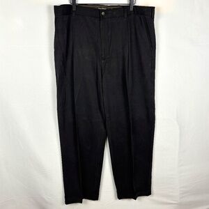 Tommy Bahama Men's Relaxed fit Pleated 100% Silk Cuffed Pants Sz 42 X 34 Black